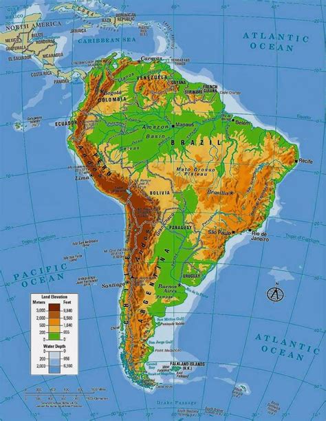 Mapa De América Del Sur Sudamérica Político Físico Para Imprimir