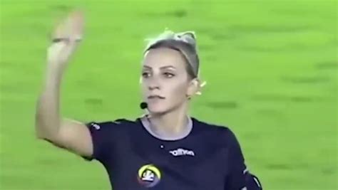 stunning blonde referee goes viral after vid of her teasing players posted on twitter daily star