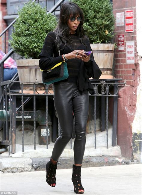 Naomi Campbell In Pair Of Leather Trousers As She Struts Through Nyc