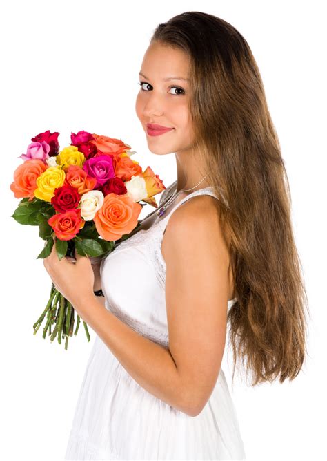 Woman With Flowers Bouquet Free Stock Photo Public Domain Pictures