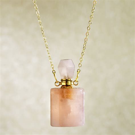 Perfume Bottle Pendant Necklace Rose Quartz Spilsbury