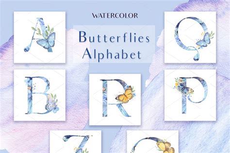 Butterflies Alphabet By Irina Diasli Thehungryjpeg