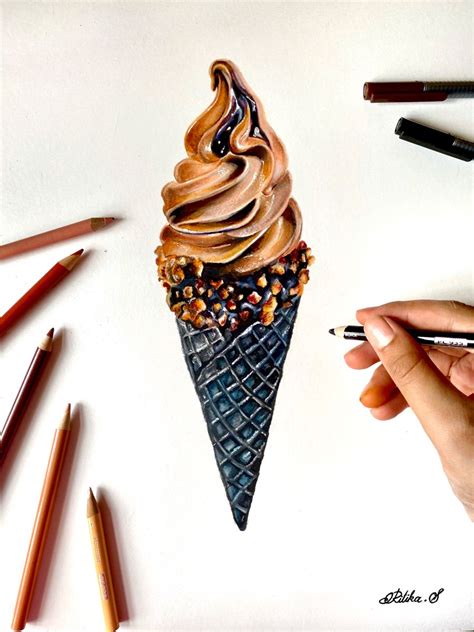 Drawing Realistic Ice Cream Color Pencils Art
