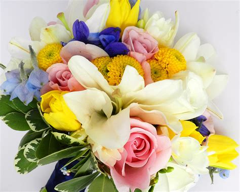Photos Bouquets Roses Tulip Lilies Flower Chrysanthemums