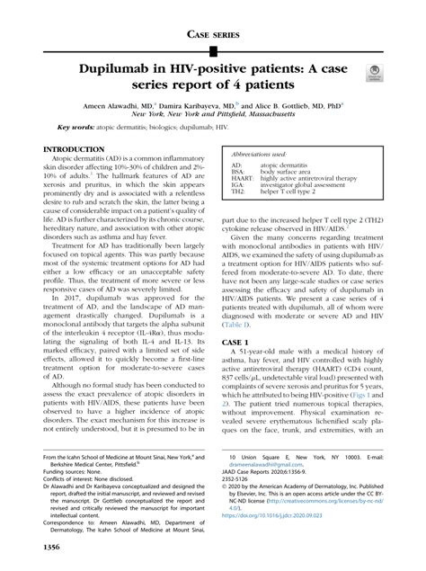 Pdf Dupilumab In Hiv Positive Patients A Case Series Report Of 4