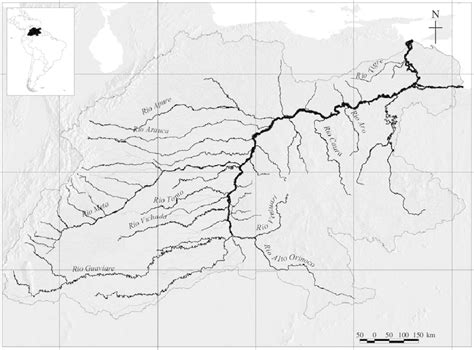 Map Of The Orinoco River Basin Showing Major Rivers Download