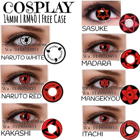 Itachi Uchiha Mangekyou Sharingan Contact Lenses Latim Naruto Rings