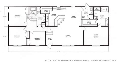 Explore ranch, modern farmhouse & more 1 story layouts with a basement foundation. 4 Bedroom Floor Plan: F-1001 - Hawks Homes | Manufactured ...