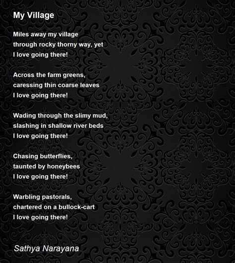 My Village Poem By Sathya Narayana Poem Hunter