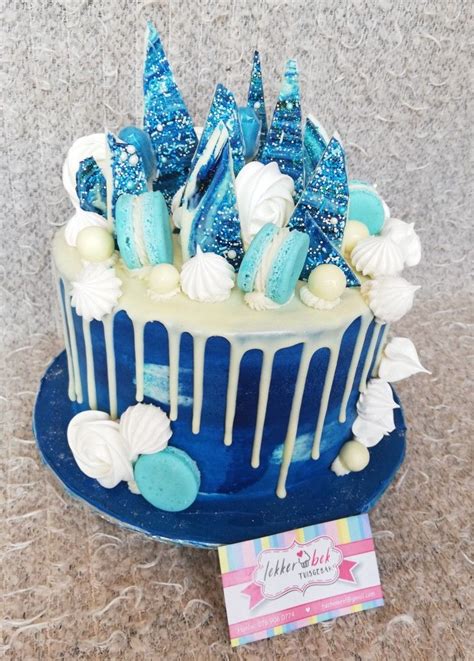 Red Velvet Cake With Shades Of Blue Buttercream Frosting And White