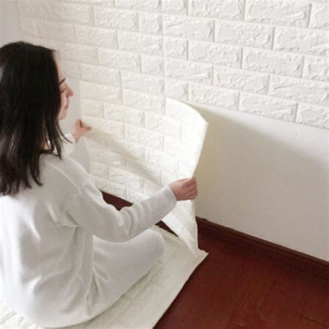 Sayfut 3d Wall Stickers Panels White Brick Wallpaper Peel And Stick