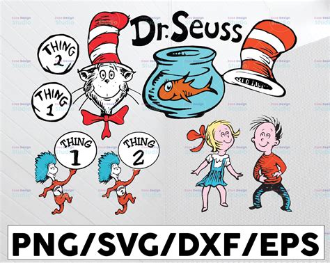 Dr Seuss Svg Bundle Cat In Hat Svg Lorax Svg Thing One Two Svg