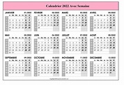 Gratuit Imprimables Calendrier 2022 Avec Semaine in PDF & Mot