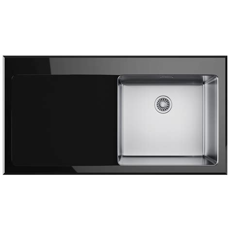 Available in branch for collection and for next day delivery. Franke Kubus KBV 611 Black Glass 1.0 Bowl Inset Kitchen ...