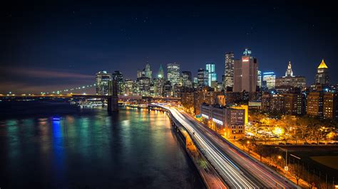 Papel De Parede Paisagem Urbana Noite Reflexão Horizonte Arranha Céu Tarde Horizonte