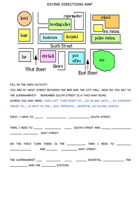 Giving Directions Map 1 Interactive Worksheet Edform