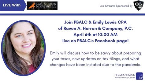 Financial Literacy Live Stream With Emily Lewis Cpa Pbalc Events