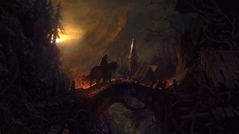 Wallpaper Castlevania Lords Of Shadow Sunset Forest Bridge Church
