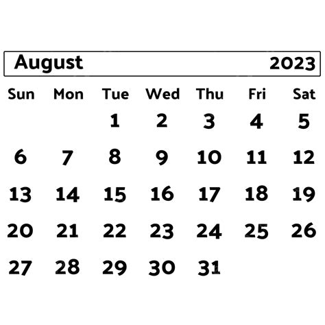 New August 2023 Calendar Png Vector Psd And Clipart With Transparent