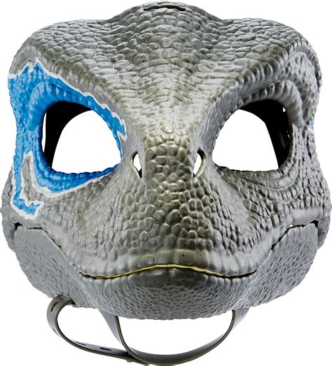 Jurassic World Velociraptor Blue Dinosaur Mask With Realistic Details