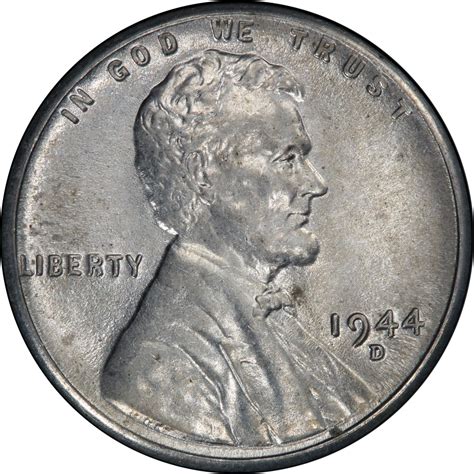 1944 D Steel 1c Ms Lincoln Cents Wheat Reverse Coin