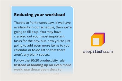 Reducing Your Workload Deepstash