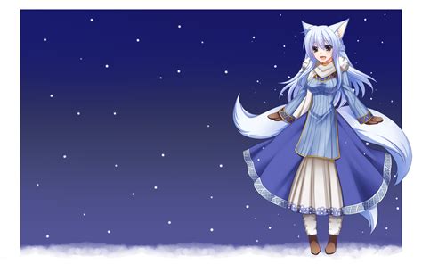 Animal Ears Blush Foxgirl Gloves Konshin Multiple Tails Original Snow