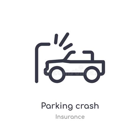 Parking Crash Outline Icon Isolated Line Vector Illustration From