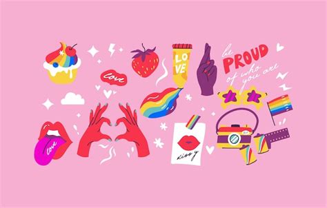 premium vector vector set of lgbtq community symbols and icons gay bisexual transgender love
