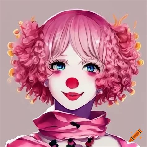 Anime Girl In Pink Clown Outfit