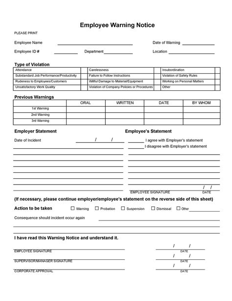 Fillable Employee Warning Notice Form Printable Pdf D Vrogue Co