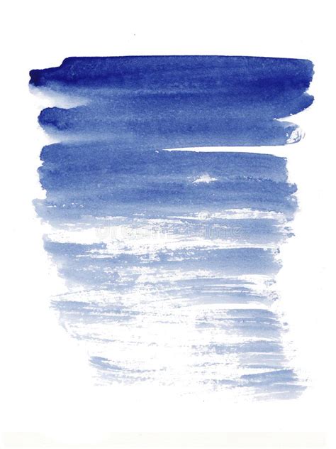 Hand Painted Abstract Watercolor Wet Blue Brush Stroke Isolated On