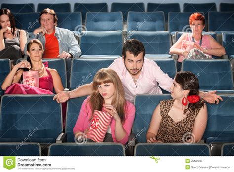 Rude Man Flirts In Theater Stock Image Image Of Attention 25122335