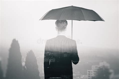 Man With Umbrella Stock Photo Image Of Businessman Black 27138098