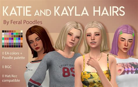 Katie And Kayla Hairs Ts4 Maxis Match Cc Feral Poodles Sims 4 Custom
