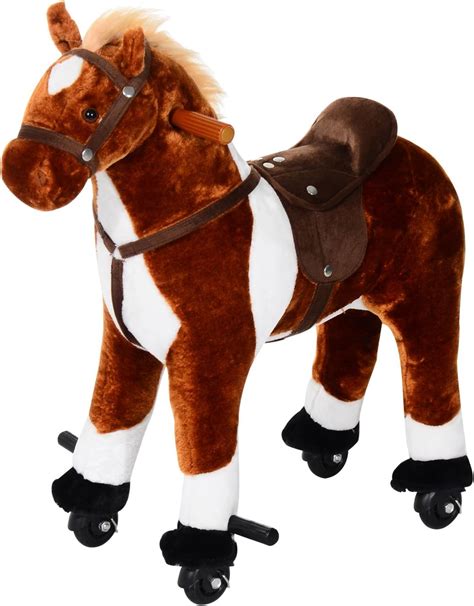 Buy Qaba Kids Plush Ride On Toy Walking Horse With Wheels And Realistic