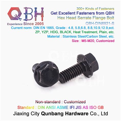 Qbh Din Black Hex Serrated Flange Head Locking Locked Lock Bolt