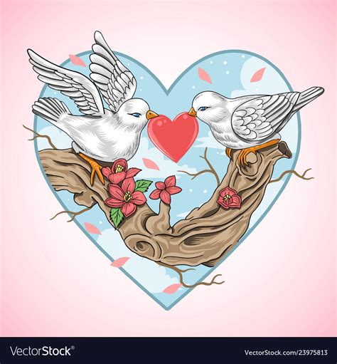 Love Bird Valentine Heart Royalty Free Vector Image