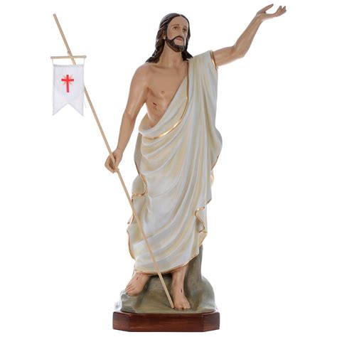 Resurrection Jesus Statue With Flag 130 Cm In Painted Online Sales