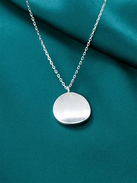 Sterling Silver Minimalist Round Pendant Necklace