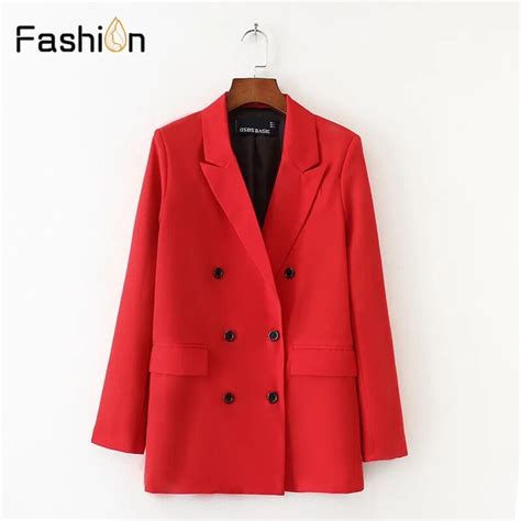 Buy Women Red Suit Jacket Formal Blazer 2018 Double
