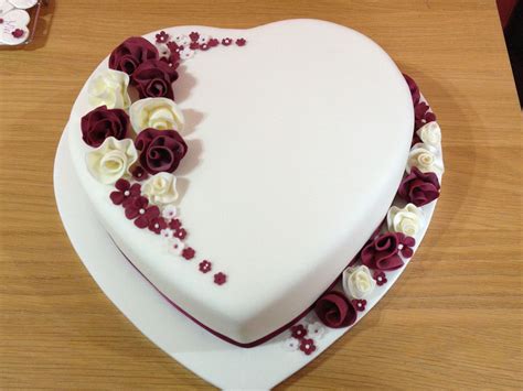 Heart Shaped Wedding Cake With Whimsical Flowers Birthday Cake