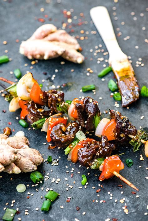 Mongolian beef can also be made with different types of thinly sliced or small cut meat, and if shaved beef isn't an option. Glazed Asian Beef Kabobs - Apple of My Eye