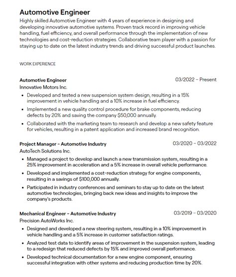 9 Automotive Engineer Resume Examples With Guidance
