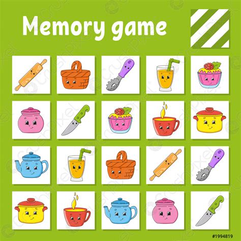 Memory Game For Kids Education Developing Worksheet Activity Page With