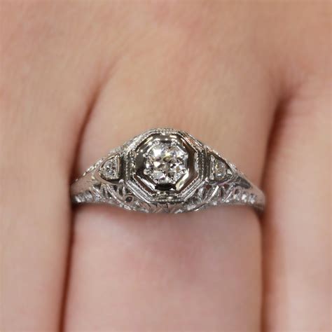 Antique Filigree Engagement Ring Ct Old European Cut Diamond Ring