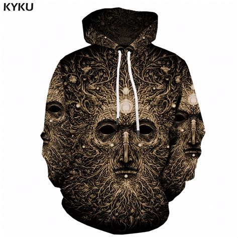 Kyku 3d Deer Hoodies Men 2018 Flower Skull Print Hoodie Tree 3d