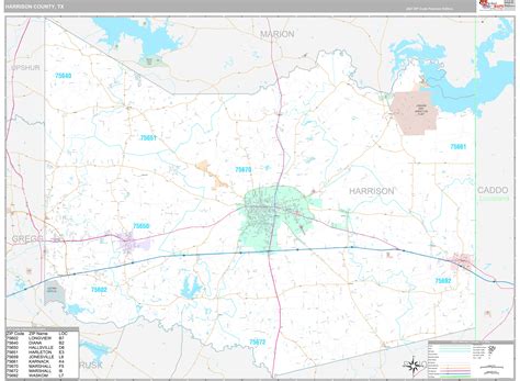 Harrison County Tx Wall Map Premium Style By Marketmaps