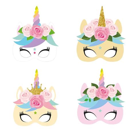 Buy 12pcspack Unicorn Face Paper Mask Baby Shower