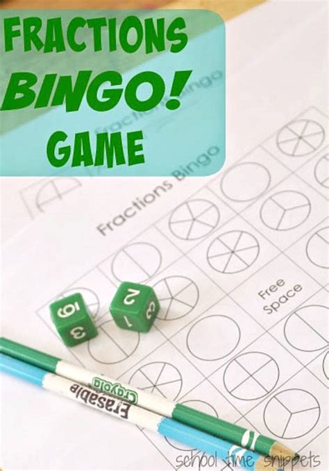 Bingo Fractions Math Game School Time Snippets